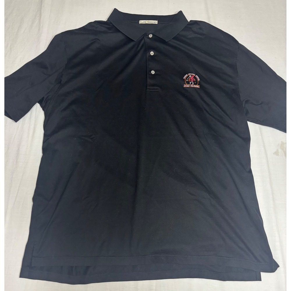 Clark Gregory Mens XL Black Mercerized Cotton Hokie Spring Swing Golf Polo Shirt